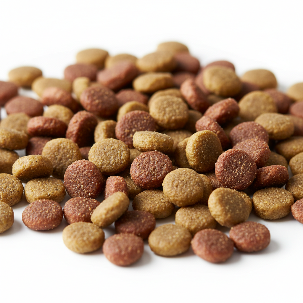 Senior cat food kibble texture close up