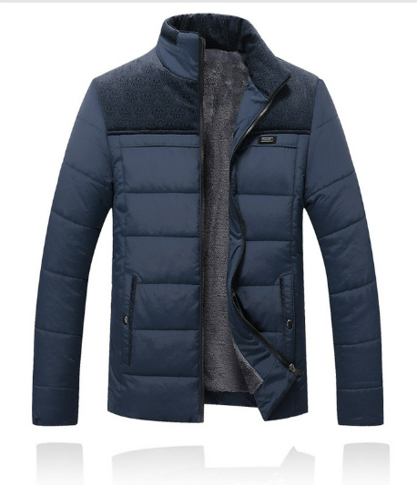 Men’s casual quilted winter jacket with stand collar