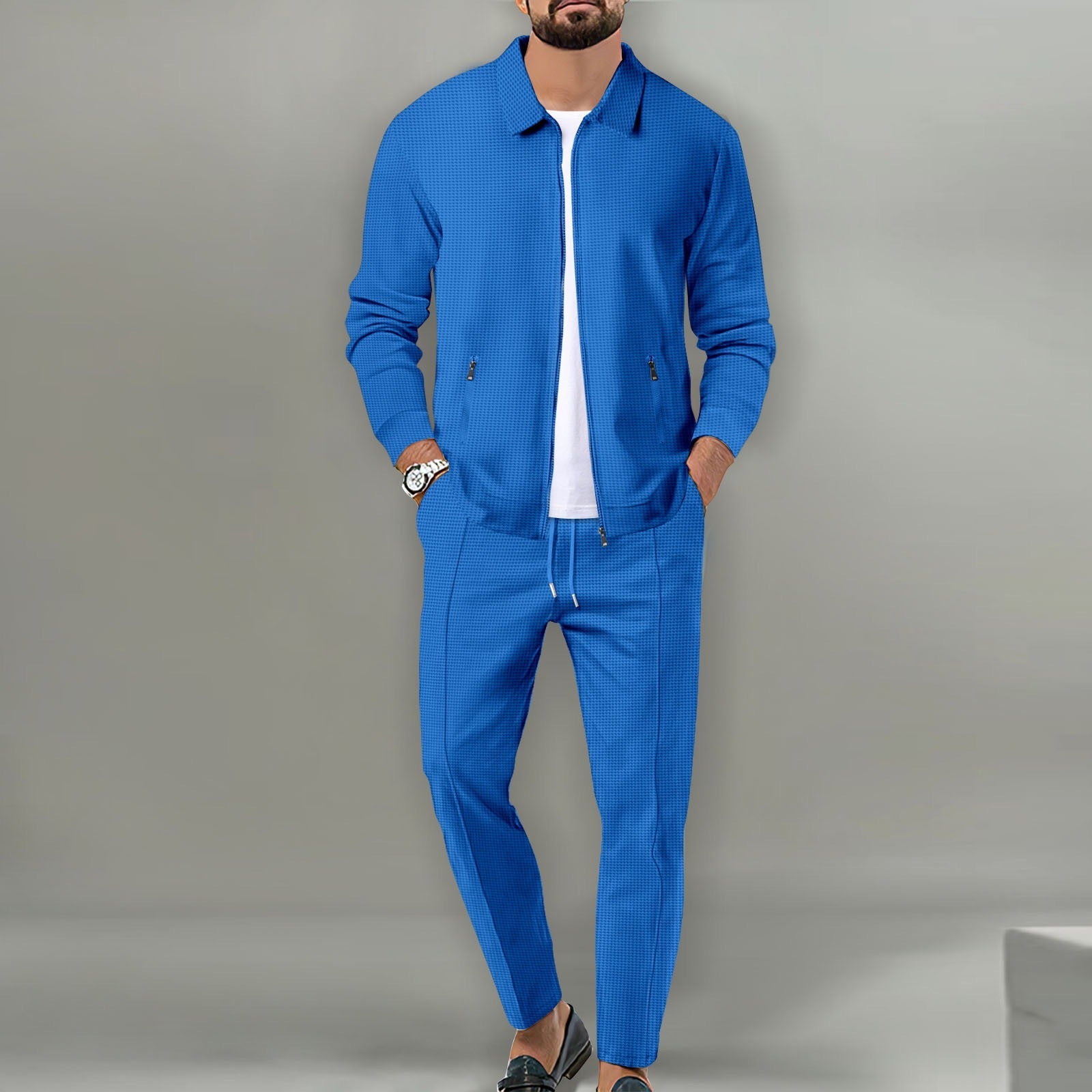 Men’s Modern Two-Piece Set | Casual Zip Jacket Outfit
