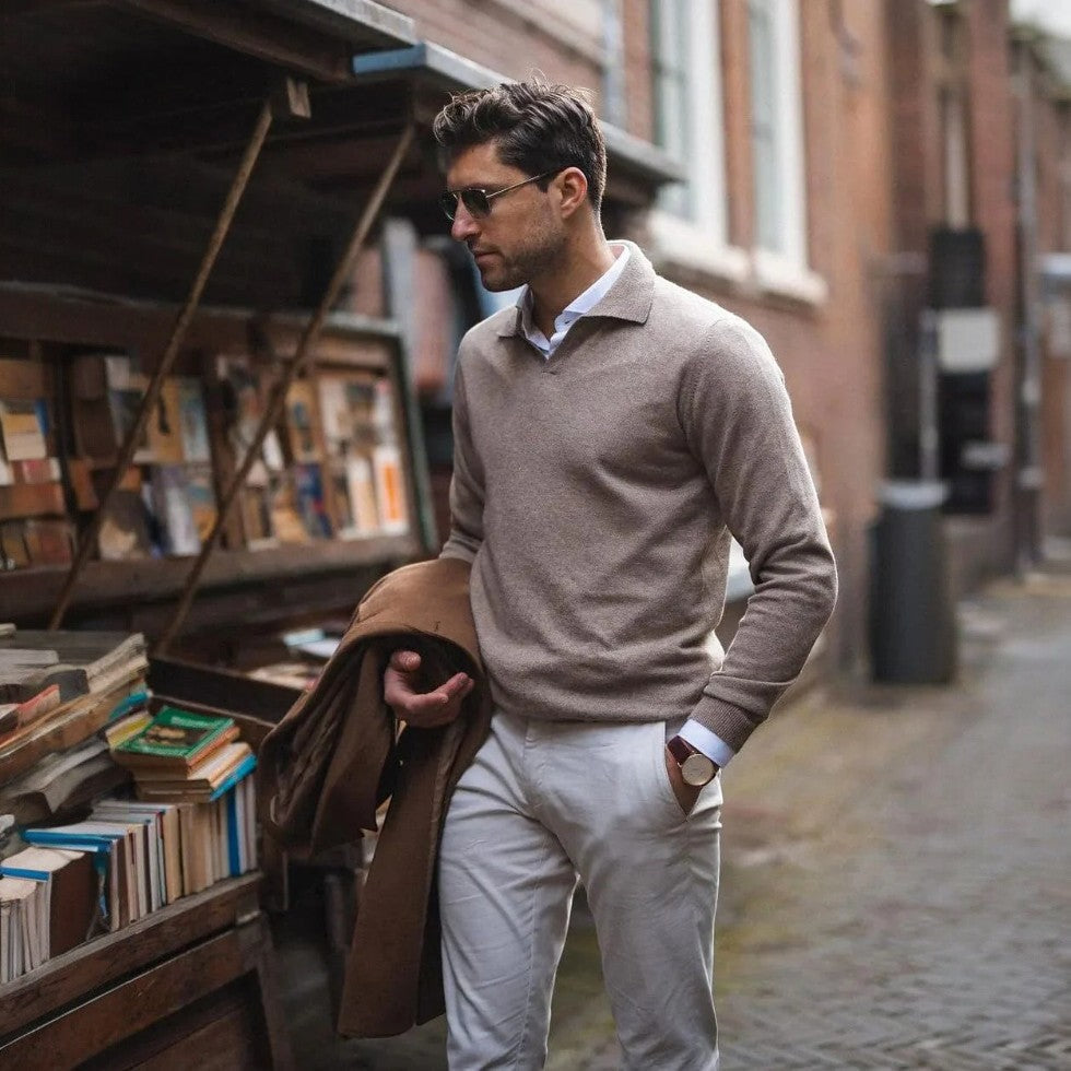 Polo à col en V pour homme | Style Vieille Fortune