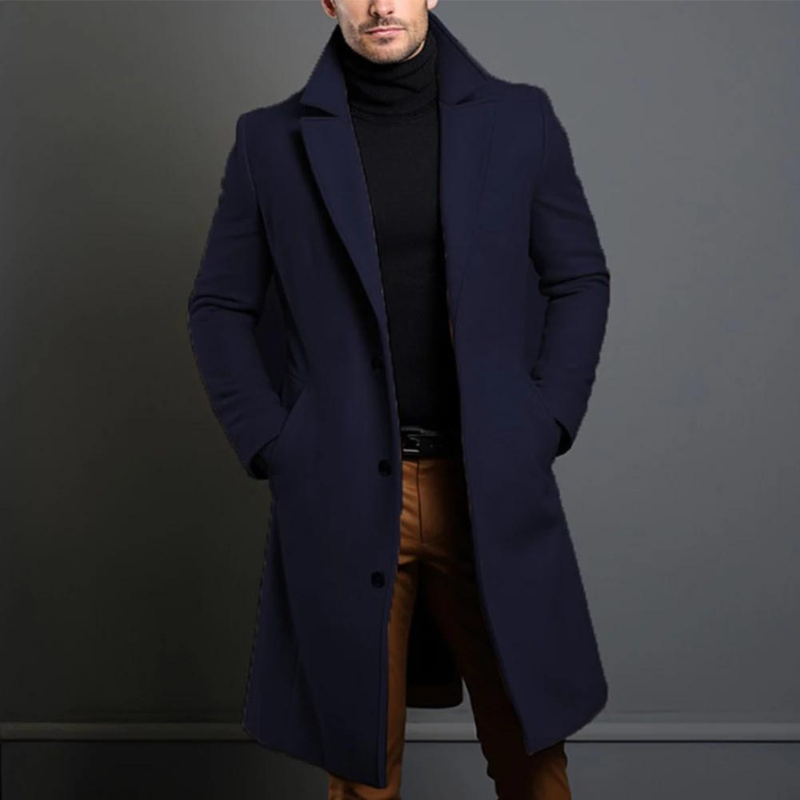 Men’s Classic Overcoat | Elegant Winter Coat with Pockets