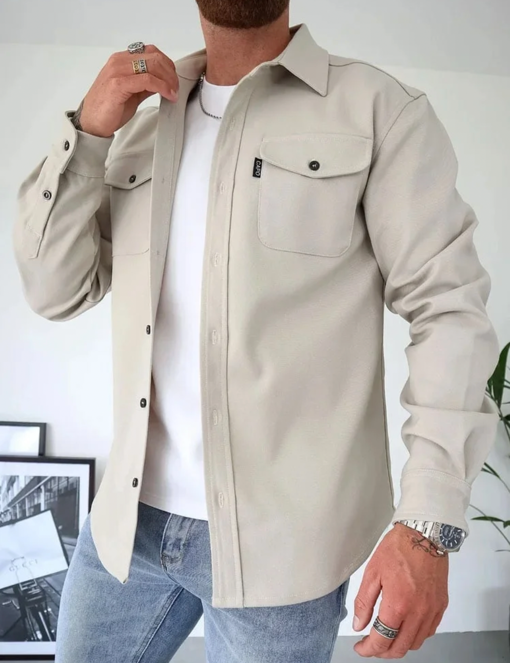 Men’s Minimal Overshirt | Lightweight Casual Shirt Jacket
