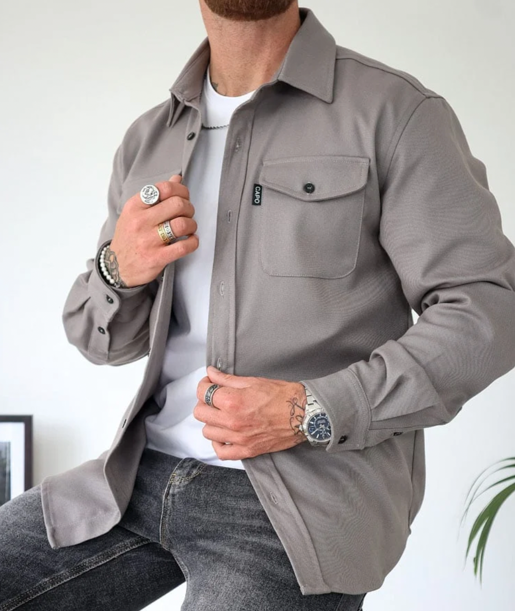 Men’s Minimal Overshirt | Lightweight Casual Shirt Jacket