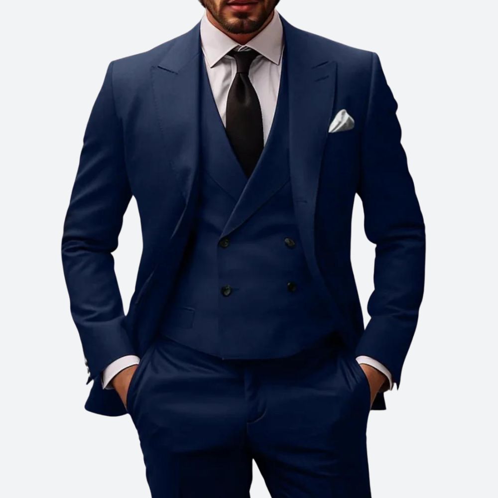 Men Tailored 3-Piece Suit | Slim Fit Blazer & Waistcoat