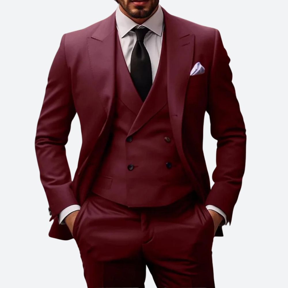 Men Tailored 3-Piece Suit | Slim Fit Blazer & Waistcoat