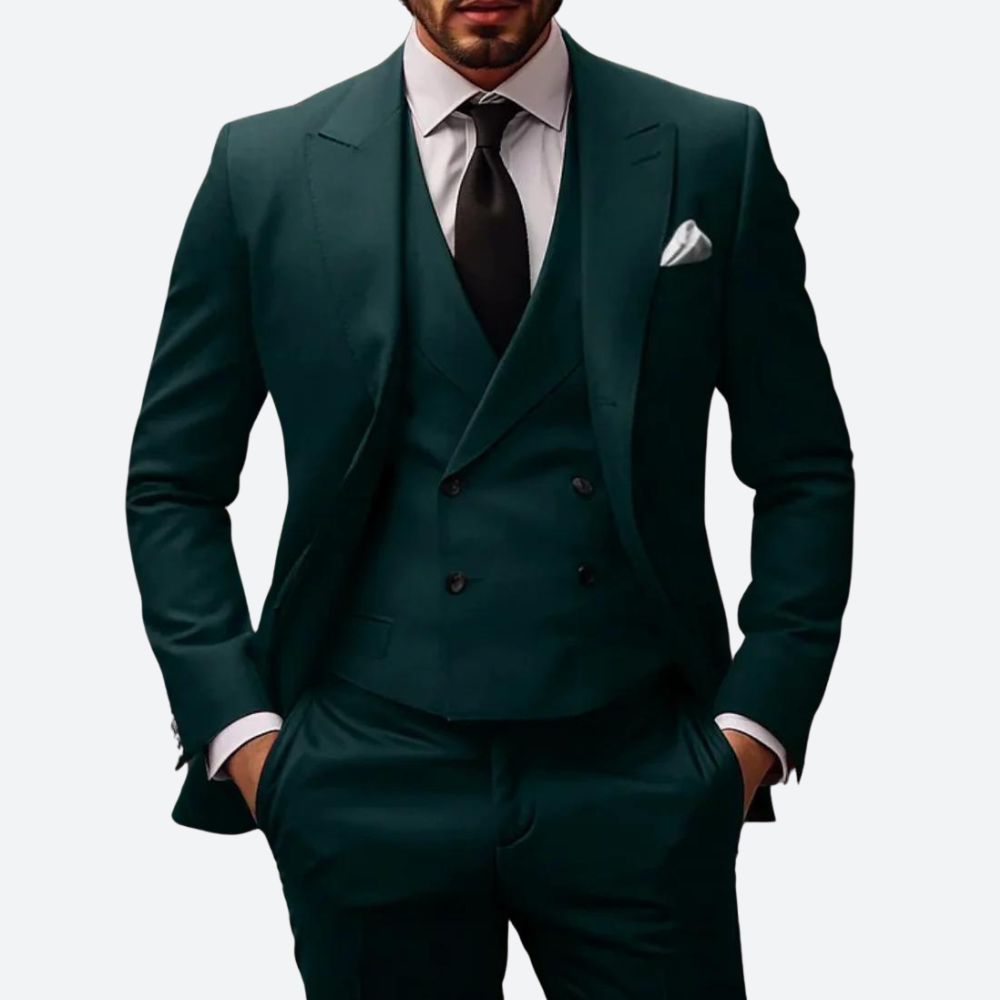 Men Tailored 3-Piece Suit | Slim Fit Blazer & Waistcoat