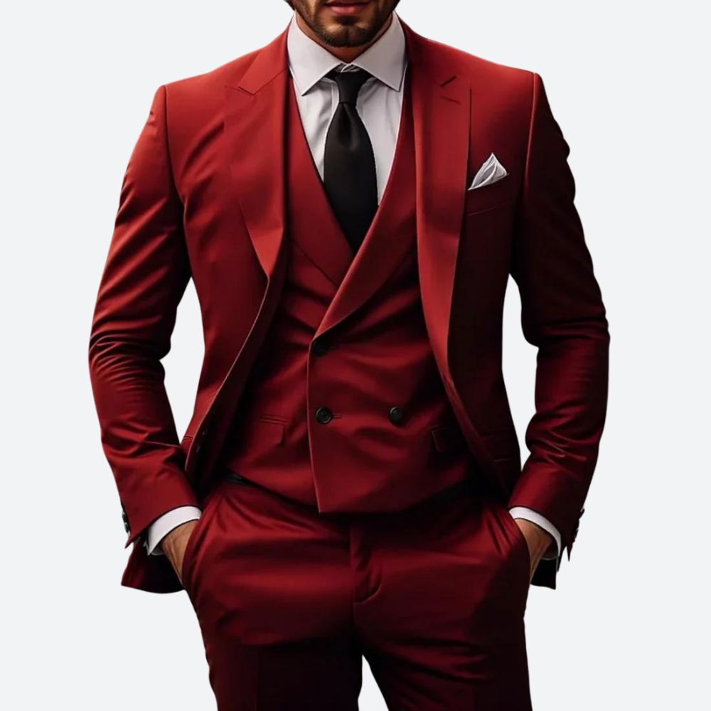 Men Tailored 3-Piece Suit | Slim Fit Blazer & Waistcoat