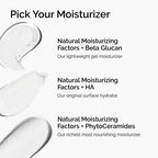 Comparison graphic of SlimBag Natural Moisturizing Factors + HA moisturizer seal step, showing hydration and skincare benefits.