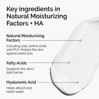 Diagram of ingredients in SlimBag Natural Moisturizing Factors + Hyaluronic Acid, highlighting moisturizing and skin-nourishing components.