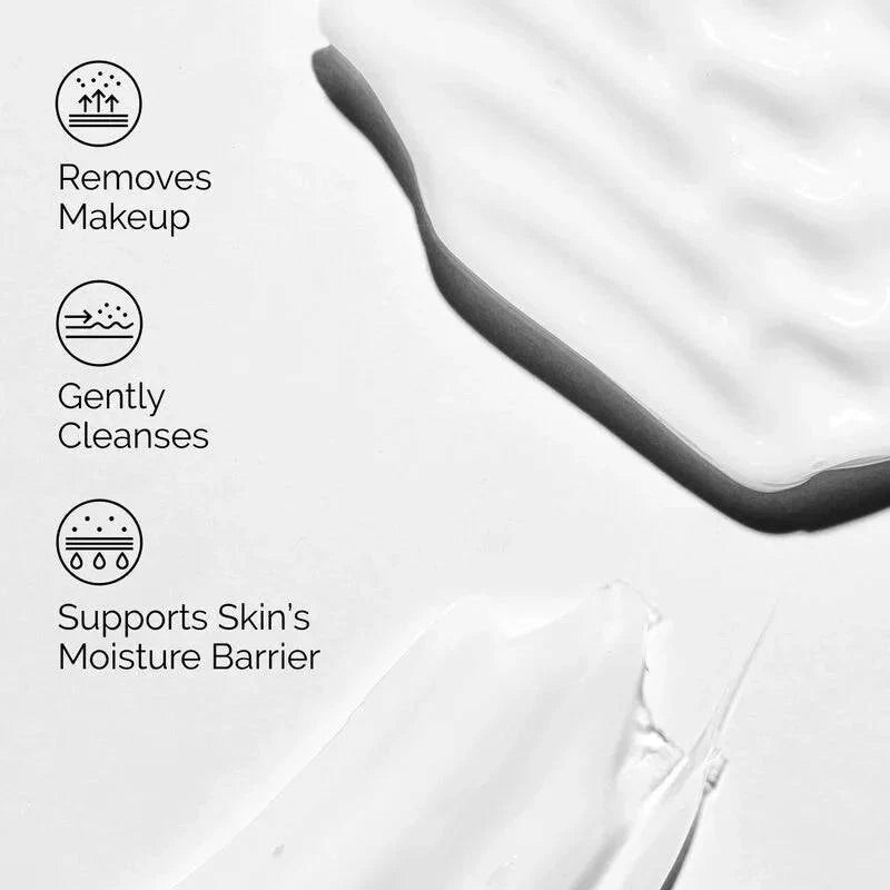 SlimBag Squalane Cleanser benefits graphic showing how this gentle facial cleanser hydrates and nourishes skin with squalane.