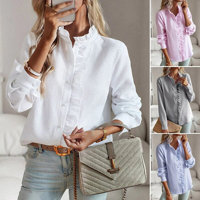 Gia Blouse | Elegante geplooide blouse met lange mouwen