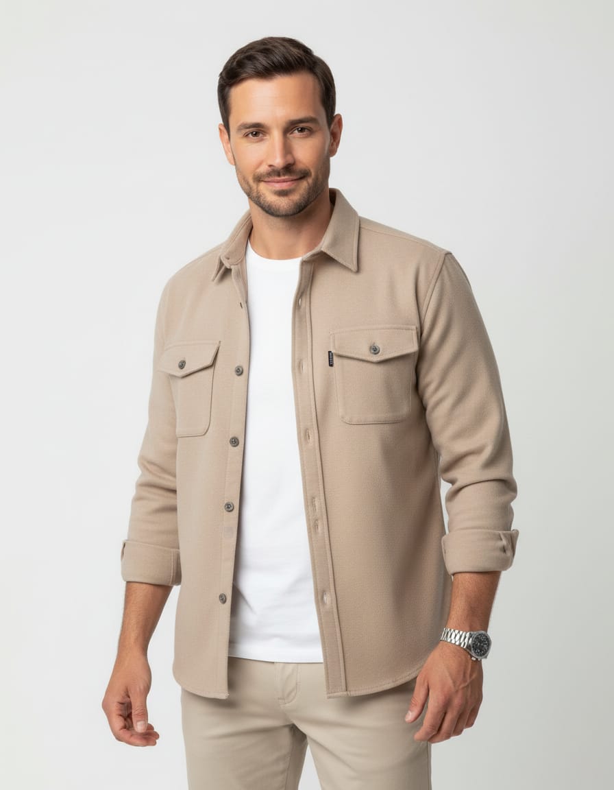 Mens Overshirt Long Sleeve Smart Casual Look