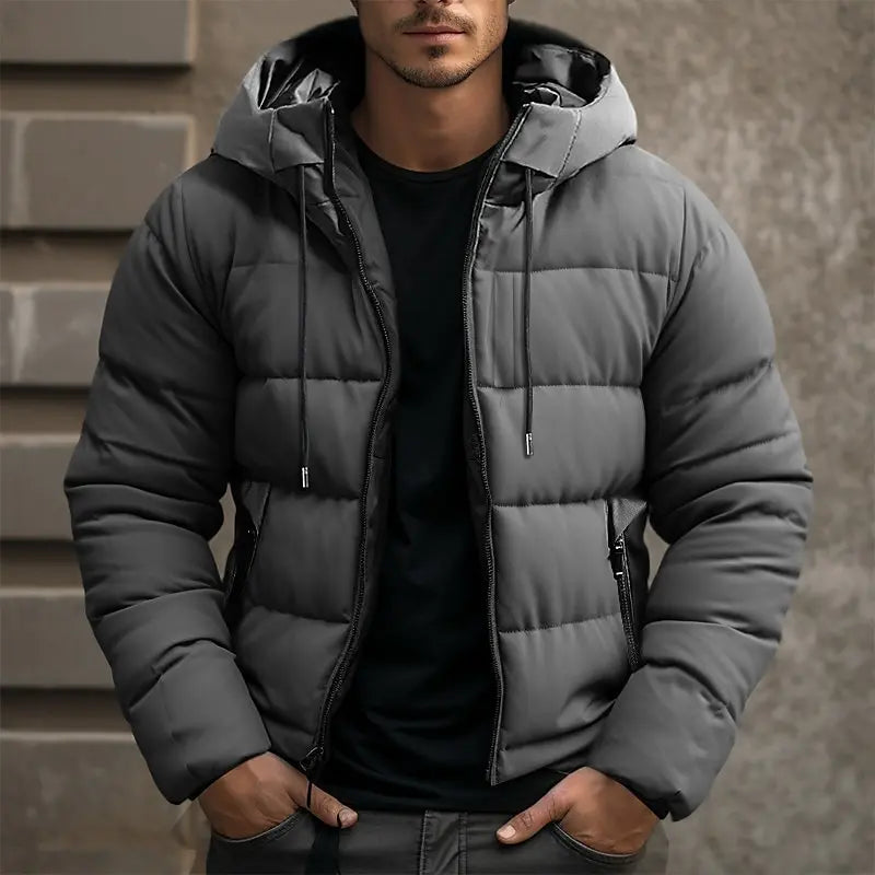 Men’s Hooded Puffer Jacket | Warm Quilted Winter Coat
