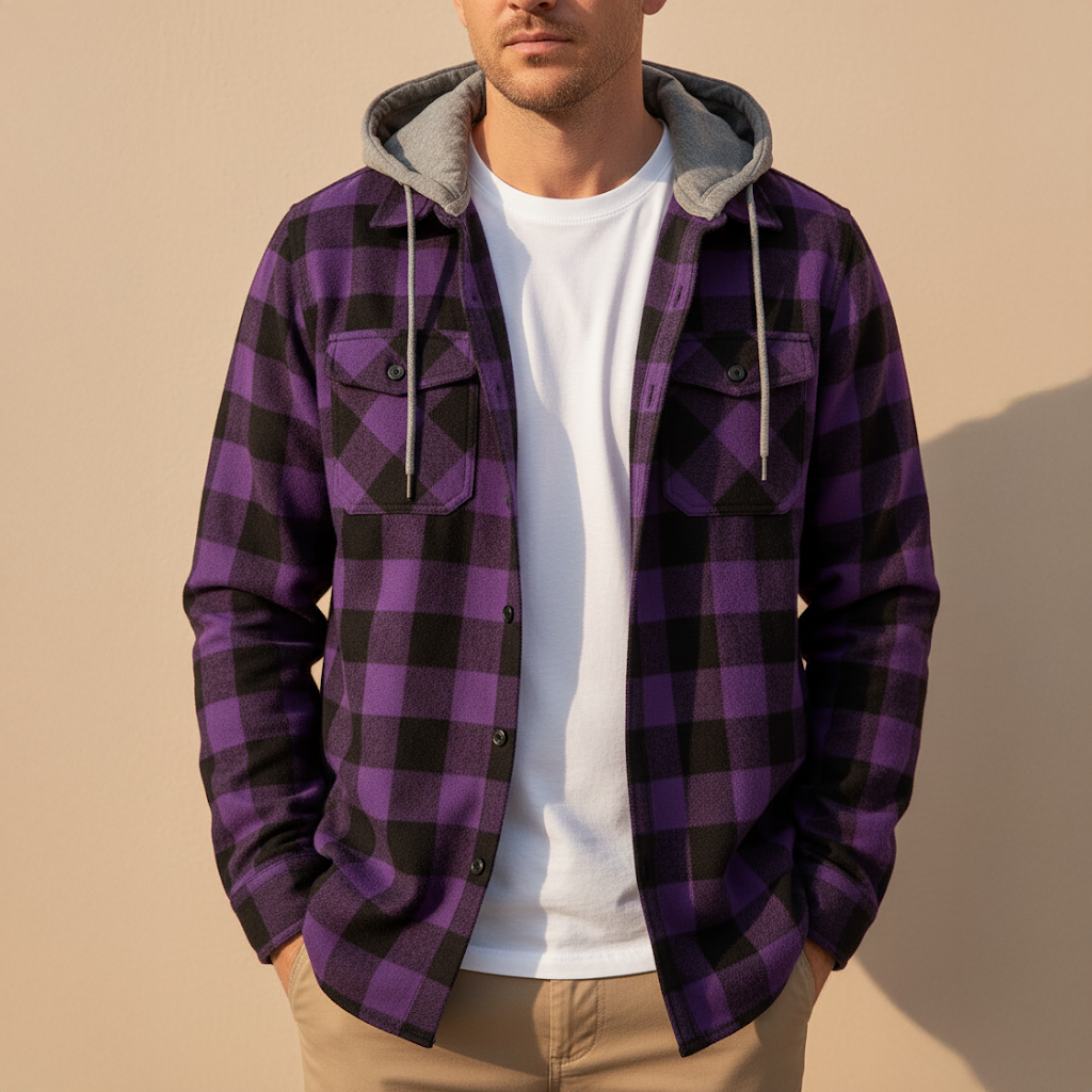 Men’s Checked Hooded Jacket | Casual Everyday Wear