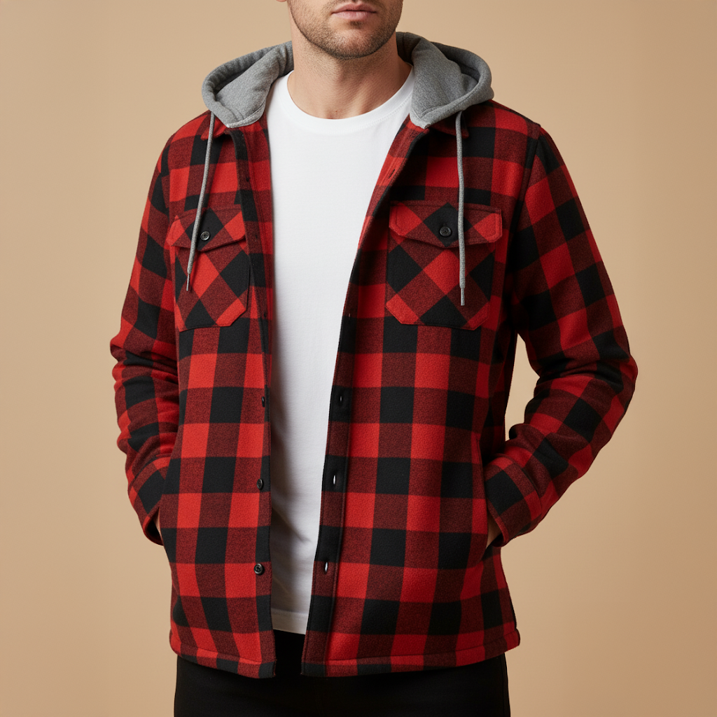 Men’s Checked Hooded Jacket | Casual Everyday Wear