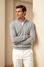 Men’s Zip Cardigan | Minimal Stand-Collar Knit Jacket