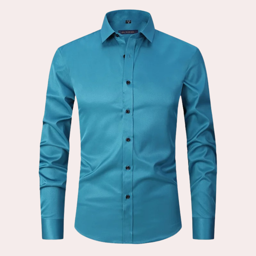 Men’s Satin Shirt with Button Closure | Elegant Slim Fit