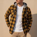 Men’s Checked Hooded Jacket | Casual Everyday Wear