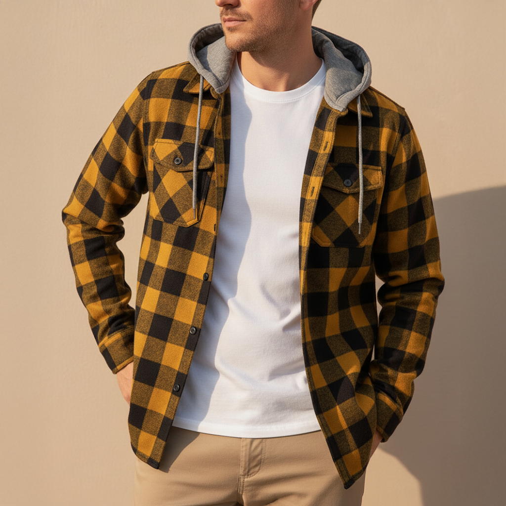 Men’s Checked Hooded Jacket | Casual Everyday Wear